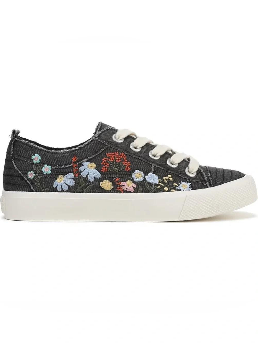 Blowfish Embroidered Black Canvas Lace-Up Sneakers
